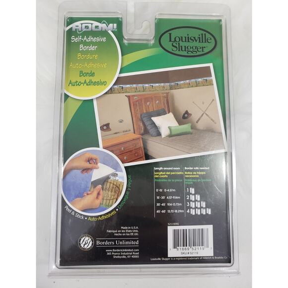 Louisville Slugger Adhesive Removable Wall Paper Baseball Nursery Boy Room Decor - Picture 6 of 8